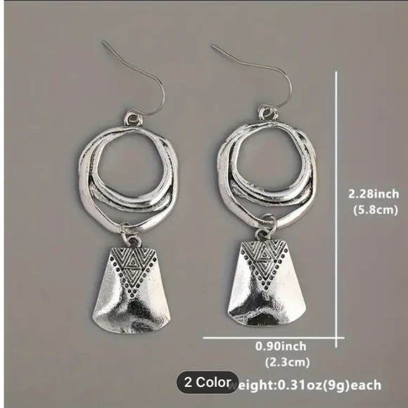 Boho Geometric Irregular Dangle Earrings - Picture 5 of 5